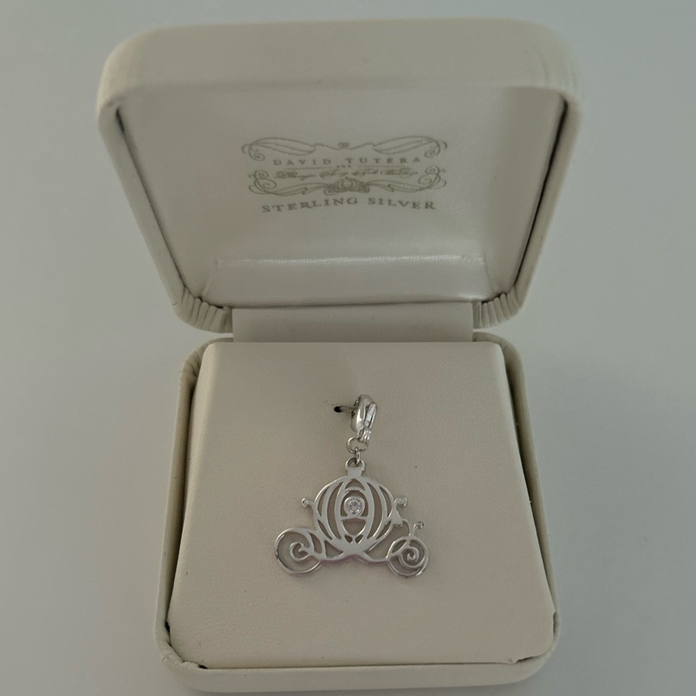 David Tutera Sterling Silver Cinderella Carriage Charm With Gemstone SS BNWT
